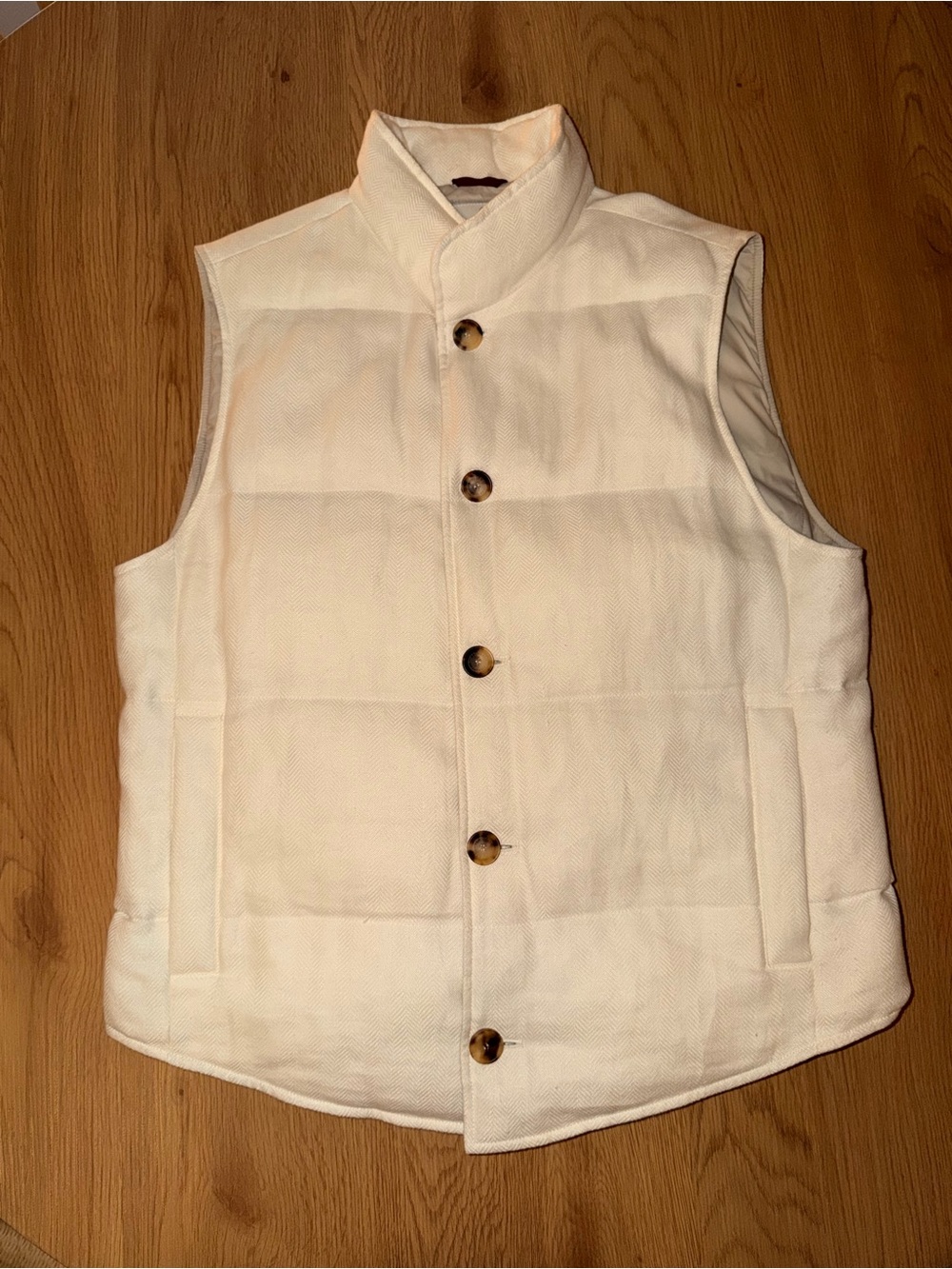 Brunello Cucinelli Cream Quilted Button-Front Vest